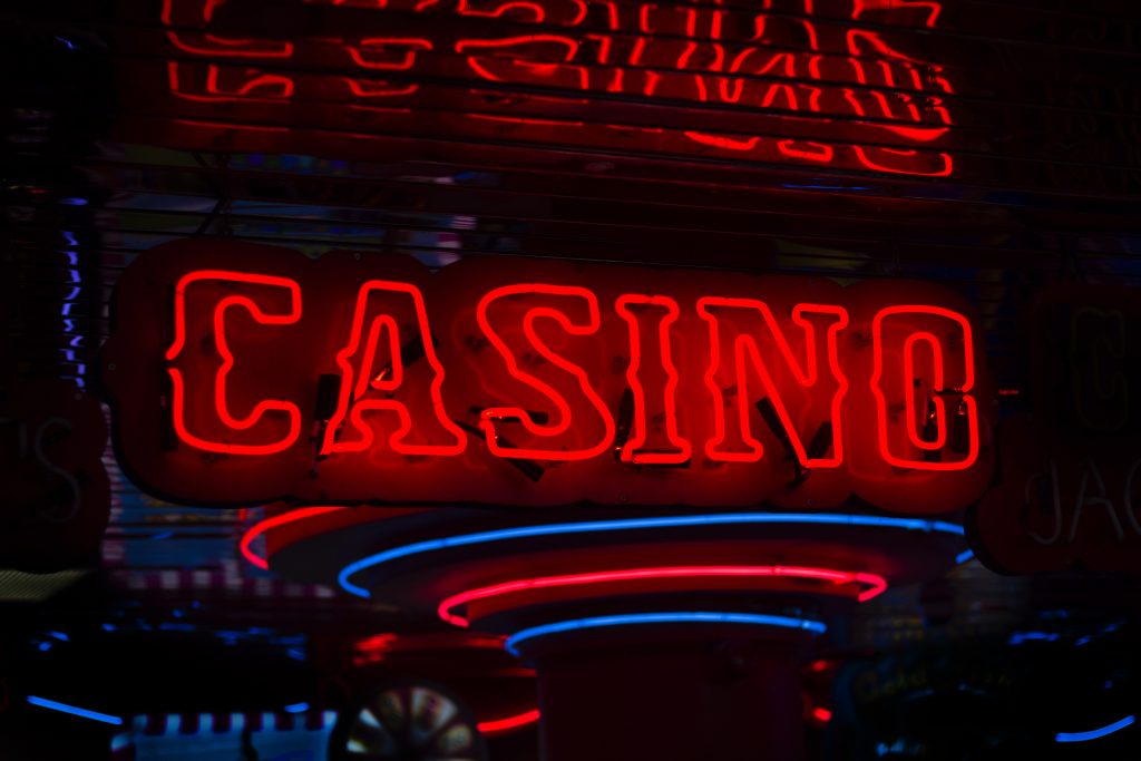 Casino neon sign red and blue
